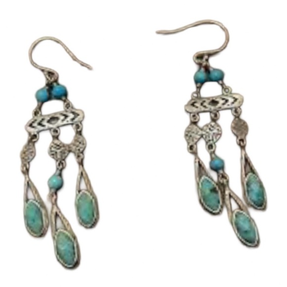 Silpada Vintage Sterling Silver Magnesite, Turquoise, Chic Chandelier Earrings - Picture 5 of 9